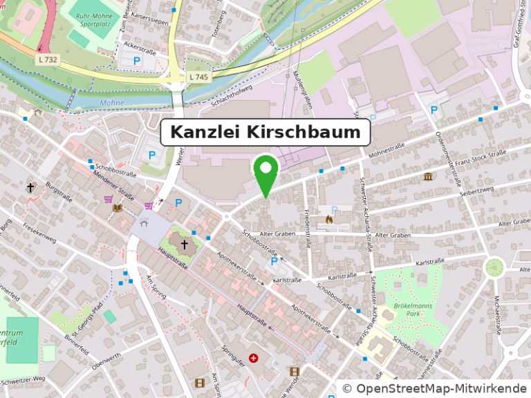 Kartenausschnitt: Kanzlei Kirschbaum in Arnsberg